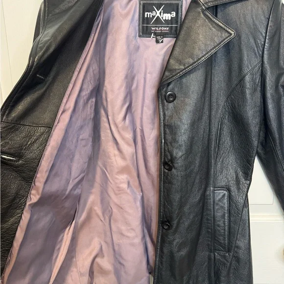 Maxima Black Leather Button-Front Jacket - Picture 10 of 12